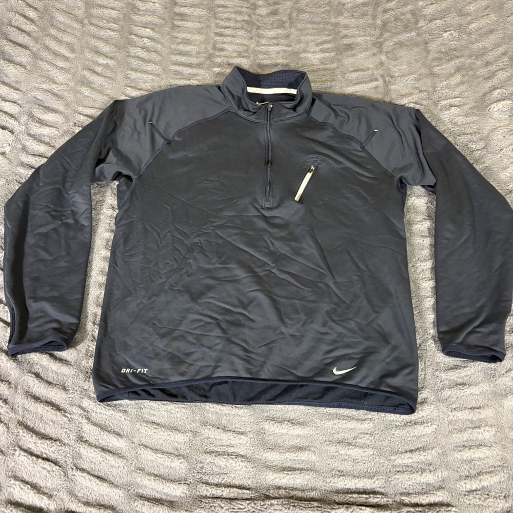 Nike Dri-FIT Mens 1/4 Zip Running Pullover Navy Blue 413064-475 Medium